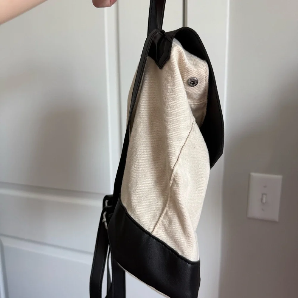 Deux Lux Canvas & Vegan Leather Backpack – Cream & Black - Picture 5 of 13